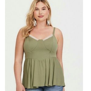 Torrid Olive Lace Challis Cami